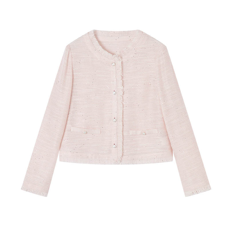 XIANGYING Cropped Coats Women's Crew Neck Thin