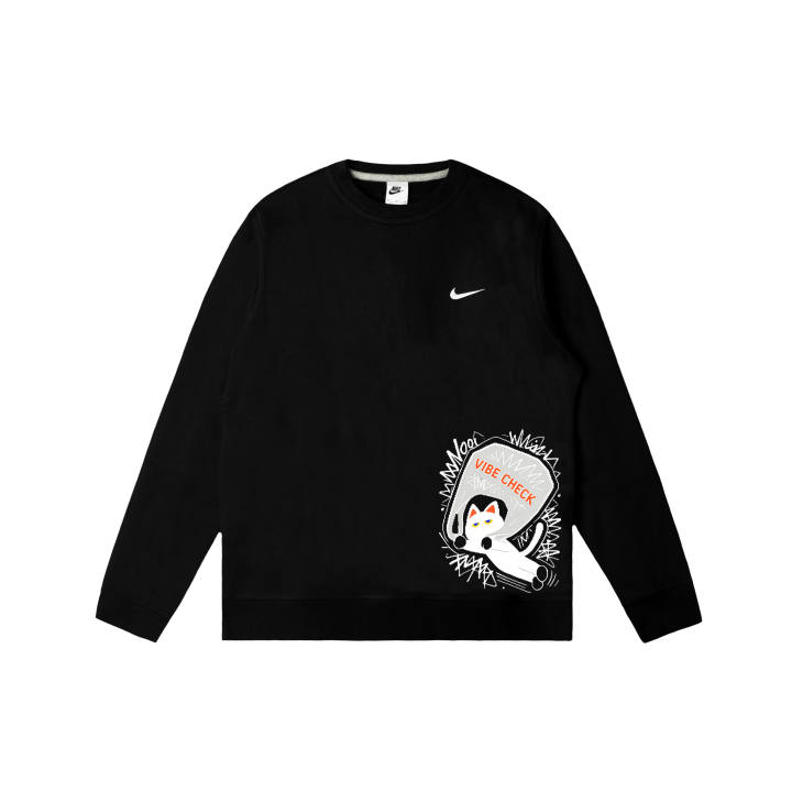 Nike Nike Club Sweatshirts Men's Black Crew Neck Moderate Regular