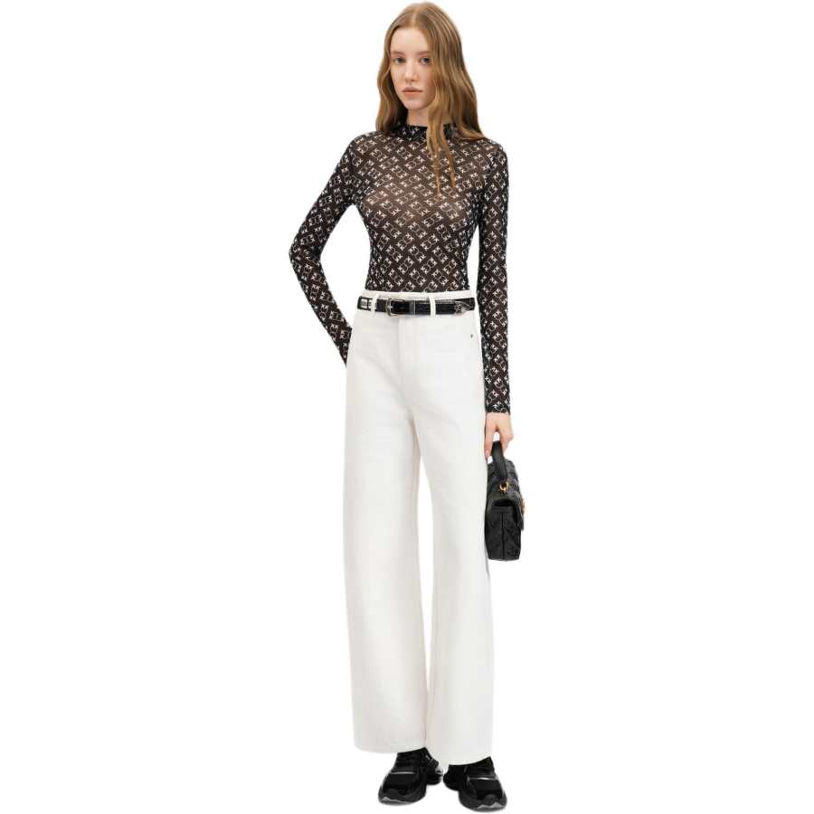 PINKO Jeans Women's White Moderate Wide Leg Pants