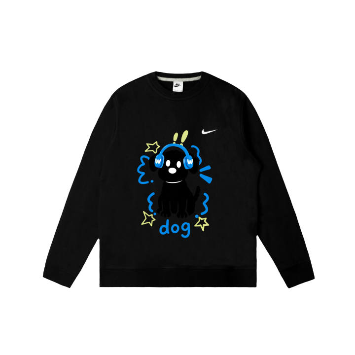 Nike Nike Club Sweatshirts Men's Black Crew Neck Moderate Regular