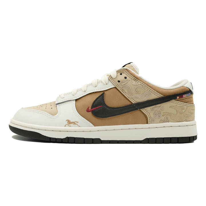 Nike Nike Dunk Horse Year, Horse Striding On Clouds Leather Slip Resistant Low top Skateboard Shoes Men's Beige Umber