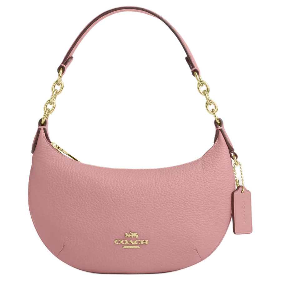 COACH Payton Refined Pebbled Leather Handbag Mini Women's Gold & Pink