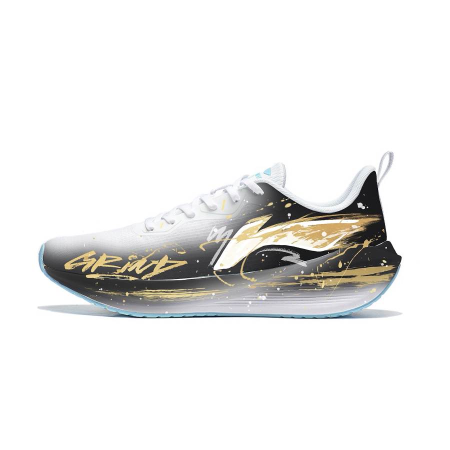 Li-Ning Li Ning Wuyue Cushioning Rebound Abrasion Resistant Slip Resistant Mid top Casual Running Shoes Men's Black Gold