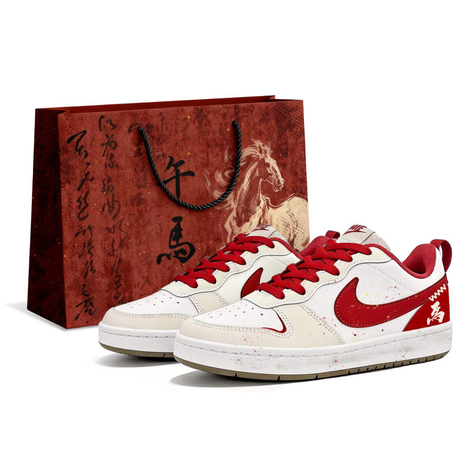 Nike Nike Court Borough White Comet Gap Shopping Bag Style Cushioning Lightweight Low top Skateboard Shoes Women's