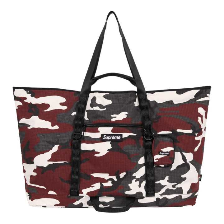 Supreme Supreme Cordura® Cotton Blend Tear Resistant Fabric Tote Handbag Extra Large Unisex Red Camouflage