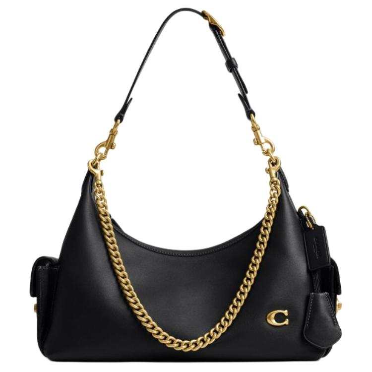COACH PocketJuliet Cow Leather Portable Crossbody Bag, Shoulder Bag Large Women's Black