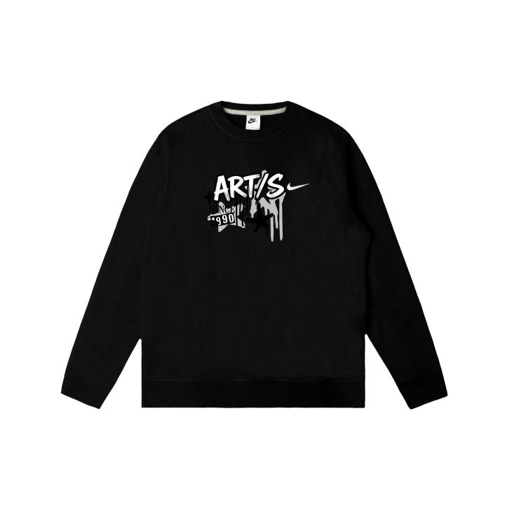 Nike Nike Club Sweatshirts Men's Black Crew Neck Moderate Regular