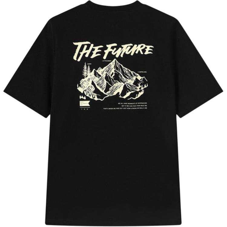 Tonlion T Shirts Men's Black Crew Neck Moderate Straight Fit