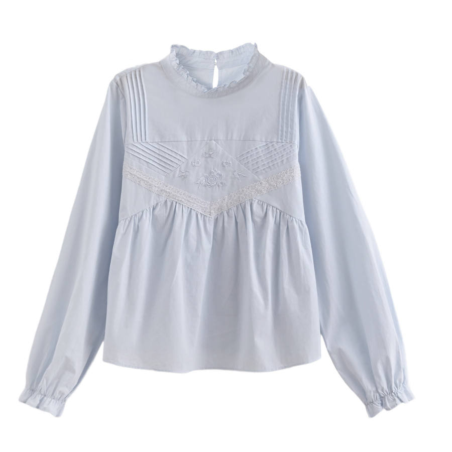 SNBL SNBL Shirts Women's Light Blue Stand Collar Moderate