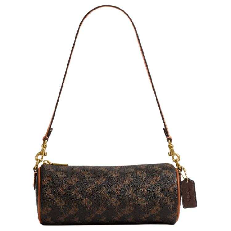 COACH Barrel Artificial Leather Shoulder Bag Small Women's Amber