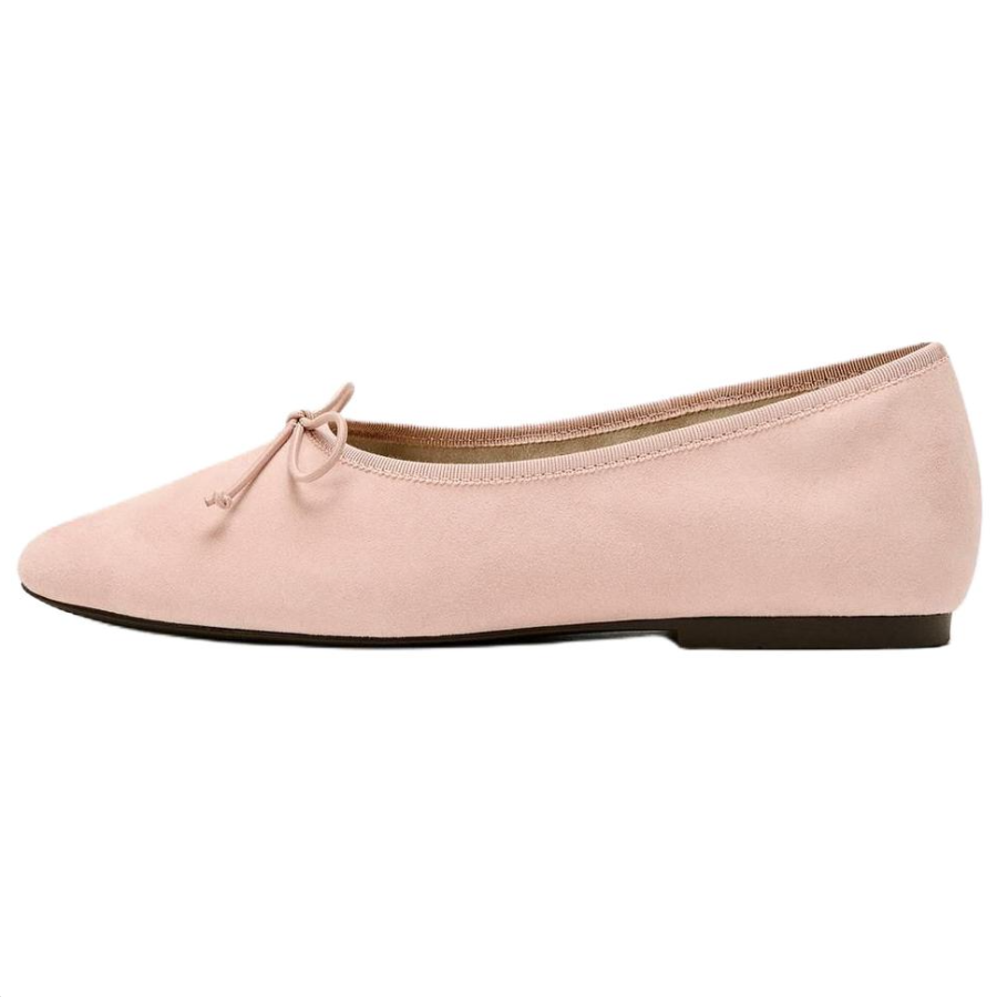 ZARA Sheepskin Casual Shoes 1CM Women's Rose Red