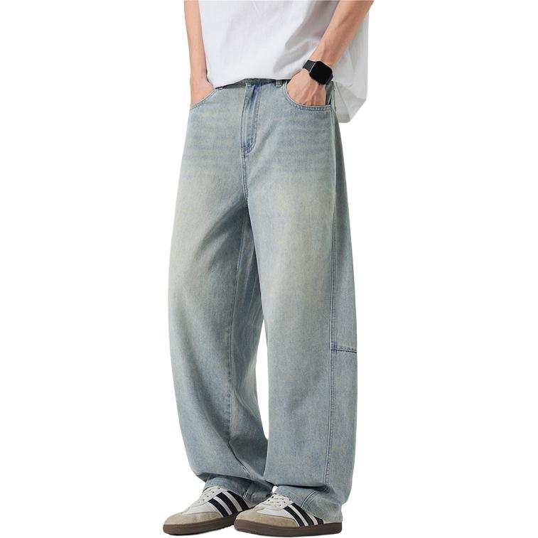 Tonlion Jeans Men's Light Denim Blue Moderate Wide Leg Pants