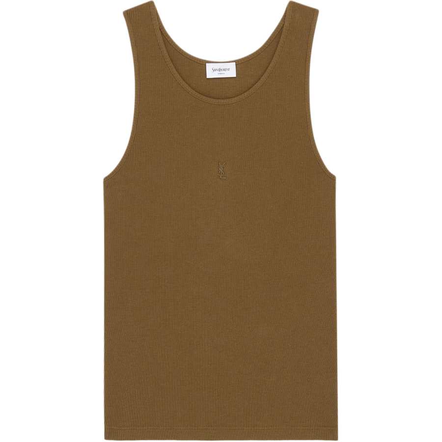 SAINT LAURENT Tank Tops Men's Cognac Crew Neck Moderate Other