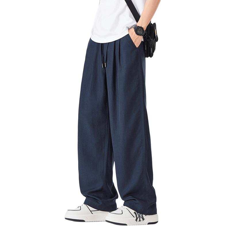 Tonlion Casual Pants Men's Navy Blue Moderate Straight Fit Pants