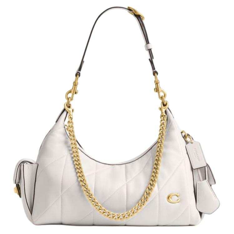 COACH PocketJuliet Sheepskin Shoulder Bag Large Women's Chalk White