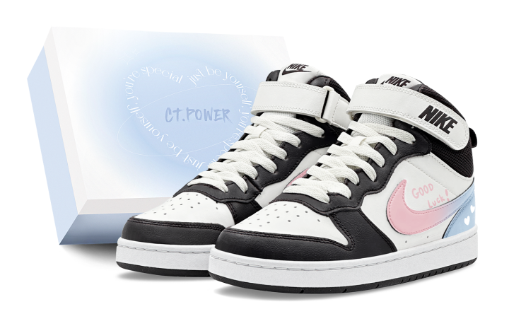 Nike Nike Court Borough 2 Couple's, Lucky Heart, Gradient, Refreshing, Sweet And Cute Abrasion Resistant Slip Resistant