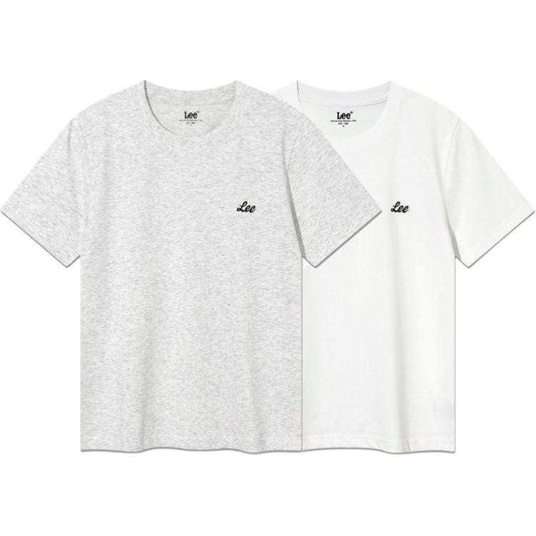 Lee T Shirts Women's 2 Pack White+Gray Crew Neck