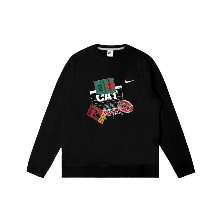 Nike Nike Club Sweatshirts Men's Black Crew Neck Moderate Regular