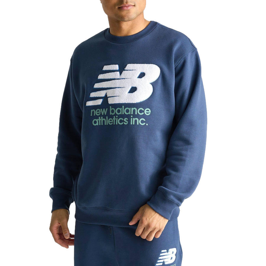 New Balance New Balance Sweatshirts Men's Blue/Cyan/White Crew Neck Moderate