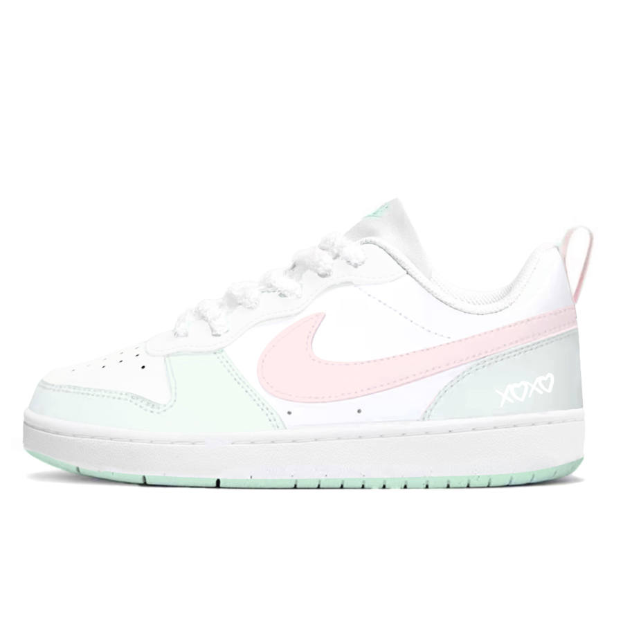 Nike Nike Court Borough Sweetheart Oolong Cushioning Abrasion Resistant Low top Skateboard Shoes Pink Green Teenagers
