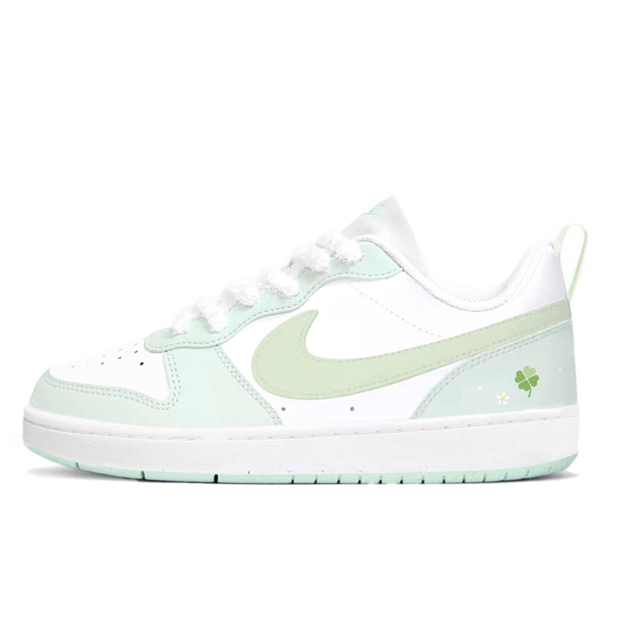 Nike Nike Court Borough Little Lucky Cushioning Abrasion Resistant Low top Skateboard Shoes Mint Green Teenagers