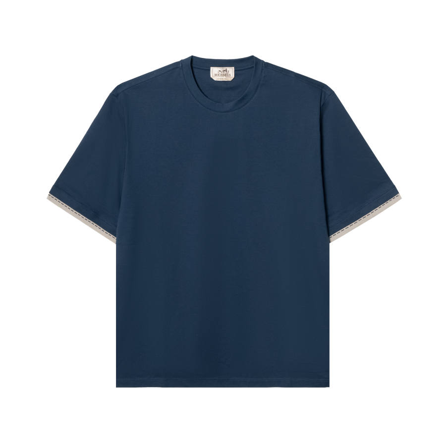 HERMES T Shirts Men's Indigo Crew Neck Moderate