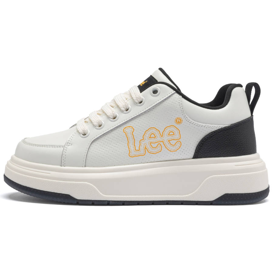 Lee White Sneakers Cow Split Leather Height Increasing Low top Skateboard Shoes Men's