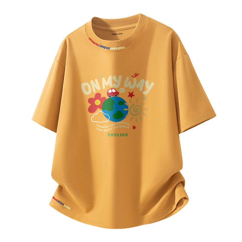 Tonlion T Shirts Unisex Crew Neck Moderate Straight Fit