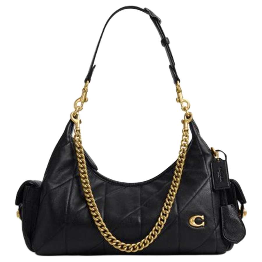 COACH PocketJuliet Sheepskin Shoulder Bag Large Women's Black