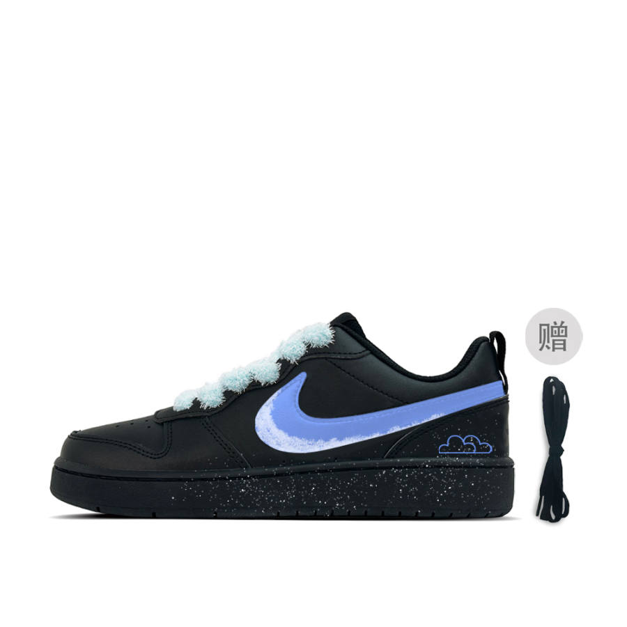 Nike Nike Court Borough Velvet Mist Berry Leather Low top Kids' Skateboarding Shoes Black Teenagers