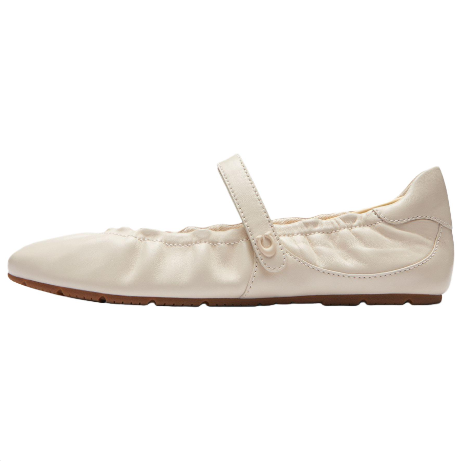 COACH Sheepskin Flat Mary Jane Shoes 0.5cm Women's White
