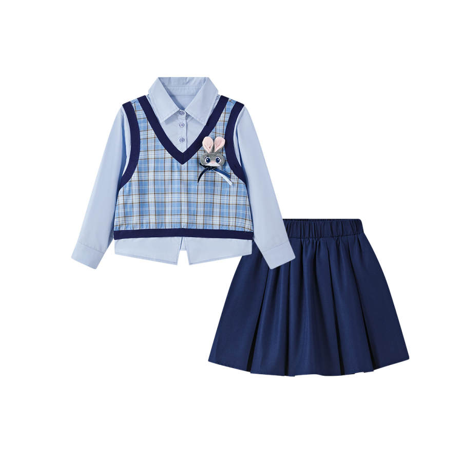 Disney Kids Two Piece Skirt Sets Lapel Moderate Short