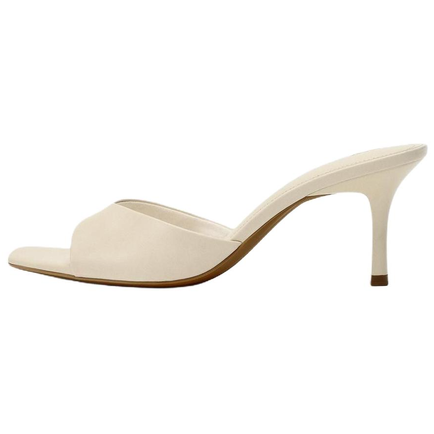 ZARA Slide Slippers Women's Light Beige Yellow
