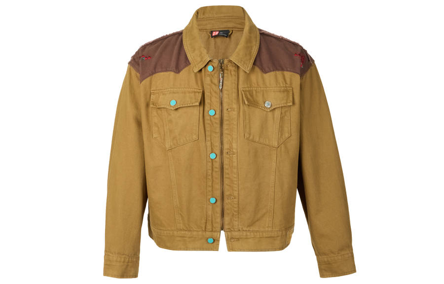 Li-Ning Li Ning Denim Jackets Men's Brown Lapel Moderate
