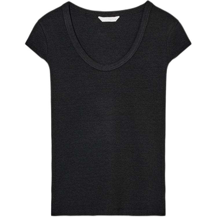 ZARA T Shirts Women's Carbon Crew Neck Straight Fit