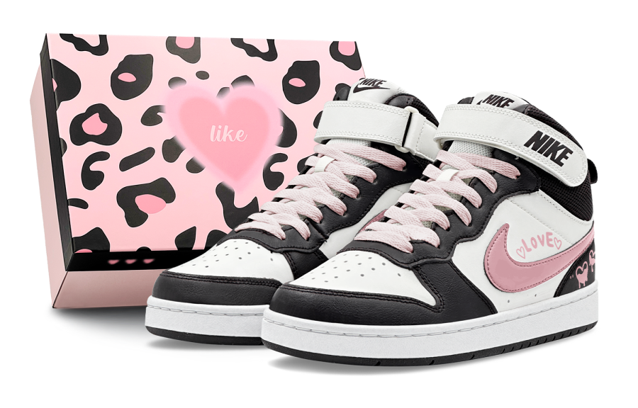 Nike Nike Court Borough 2 Romantic Treat, Couple's, Sweet Pink Heart, Fresh Minimalist Style, Versatile Fashion