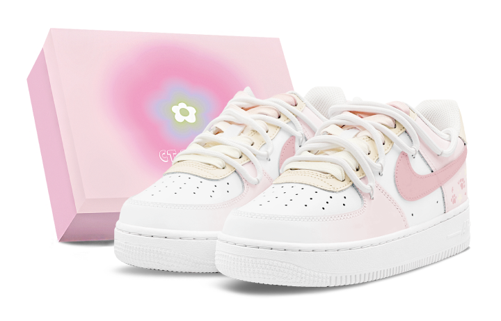 Nike Nike Air Force 1 Air Force 1 Abrasion Resistant Low top Skateboard Shoes Women's Pink Yellow