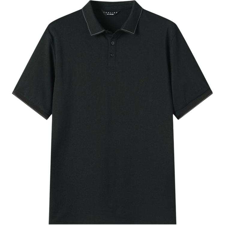 Tonlion Polo Shirts Men's Black Polo Collar Moderate Straight Fit