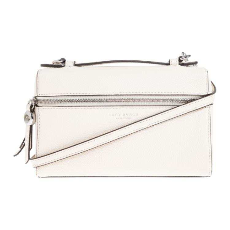 TORY BURCH Romy Cow Leather Crossbody Bag, Handbag Women's Light Cream White