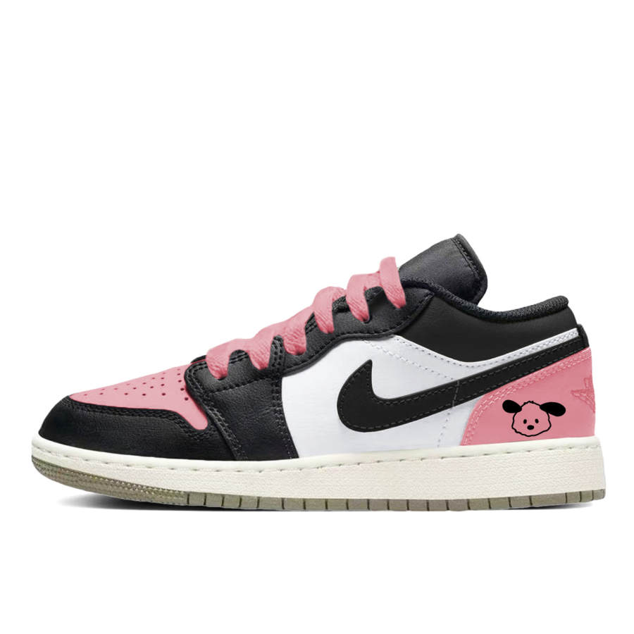 Jordan Jordan Air Jordan 1 Pink & Black & Black Low top Children's Basketball Shoes Black Pink Teenagers