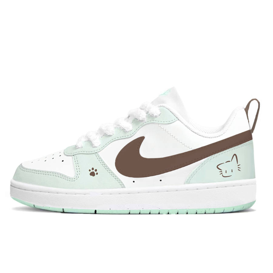 Nike Nike Court Borough Matcha Meowth Cushioning Abrasion Resistant Low top Skateboard Shoes Mint Green Teenagers