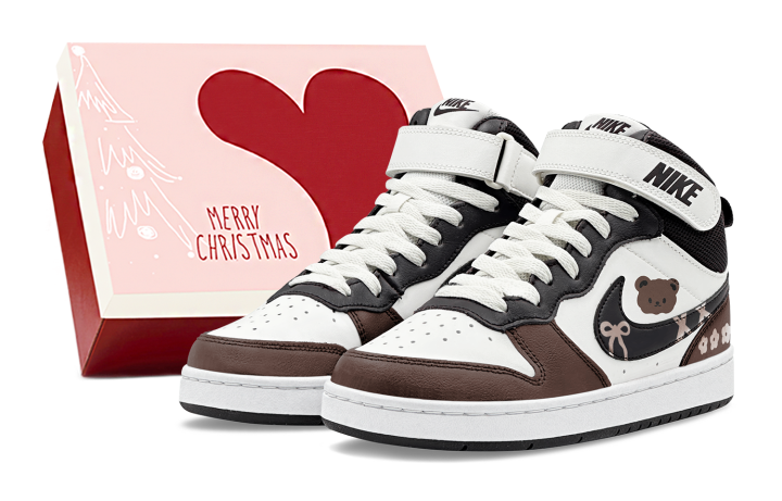 Nike Nike Court Borough 2 Milk Coffee Bear, Couple's, Cute Anti Aging Abrasion Resistant Slip Resistant Mid top