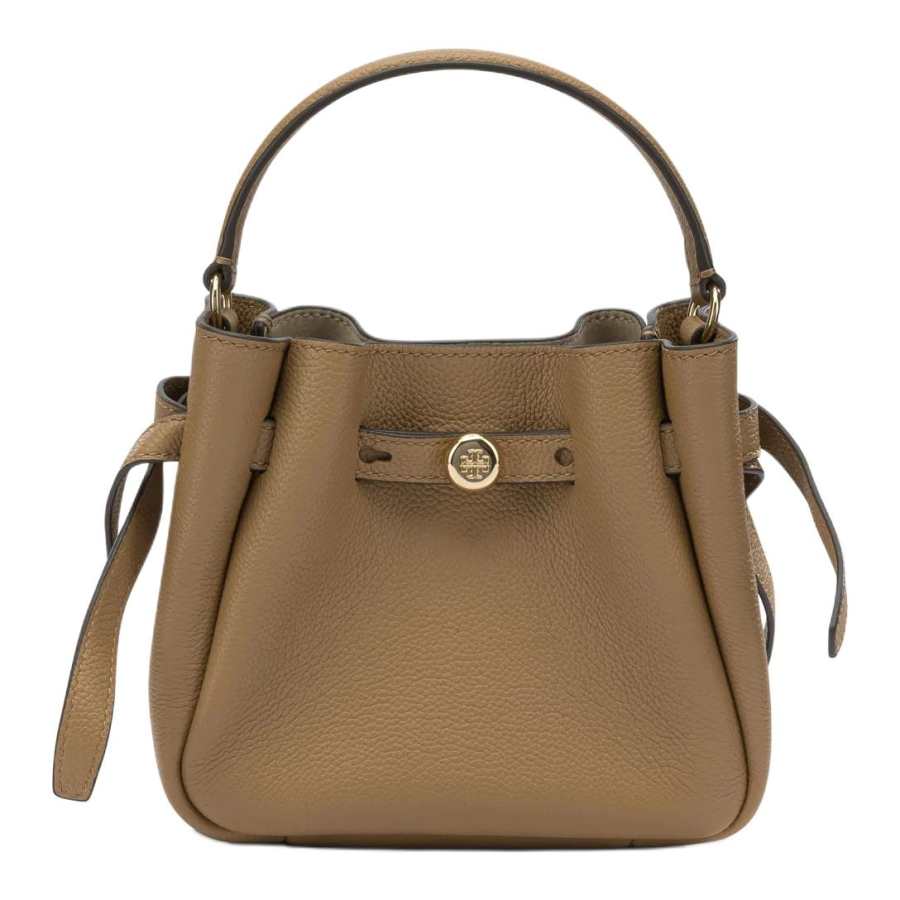 TORY BURCH Romy Cow Leather Bucket Bag, Crossbody Handbag Mini Women's Tiramisu