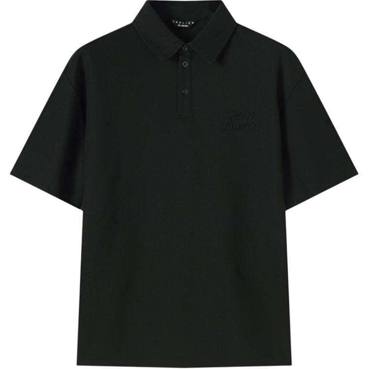 Tonlion Polo Shirts Men's Black Polo Collar Moderate Straight Fit