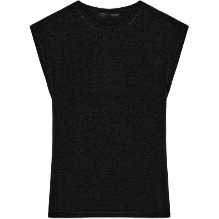 ZARA T Shirts Women's Black Crew Neck