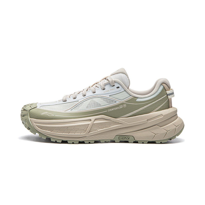Li-Ning Li Ning Outdoor CF Tracing Xichang 2SE Low top Hiking Shoes Women's Champagne White Sage Leaf Green