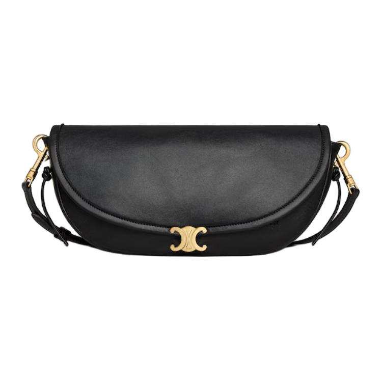CELINE Triomphe Sheepskin Shoulder Bag Small Women's Black