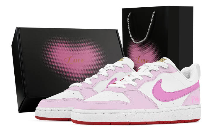 Nike Nike Court Borough Piglet, Heart Box Abrasion Resistant Slip Resistant Low top Skateboard Shoes Unisex Pink