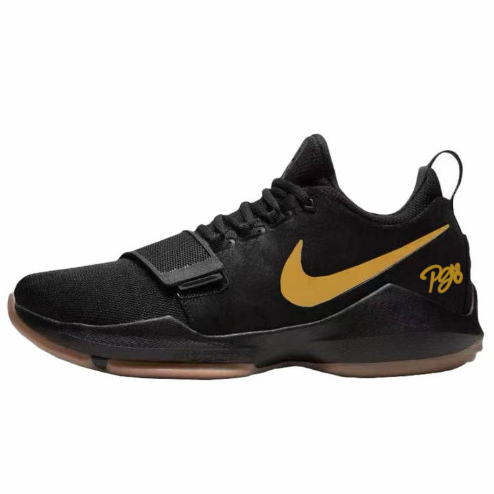 Nike Nike PG 1 Black Gold Mesh Cushioning Slip Resistant Low top Basketball Shoes Men's Black