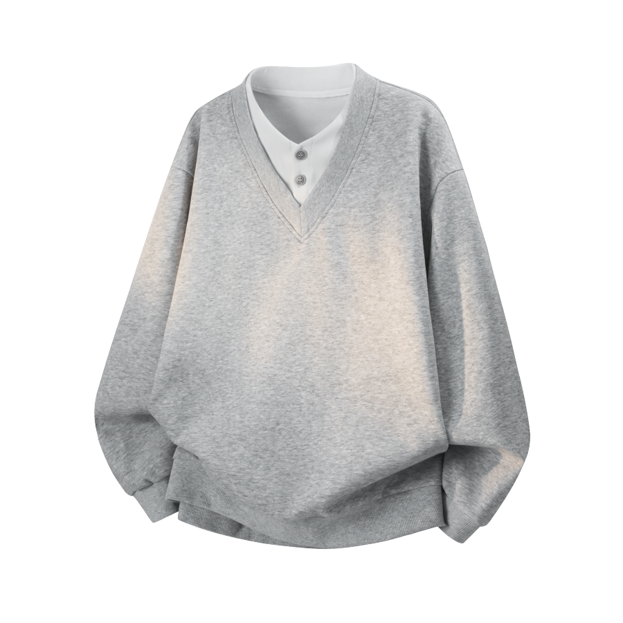 GWAF Sweatshirts Unisex V Neck Moderate Mock Two Piece
